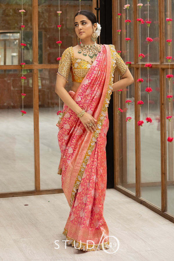 Bridal saree pink best sale