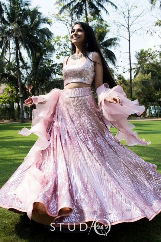 BRIDAL COCKTAIL LEHENGA IN BLUSH PINK