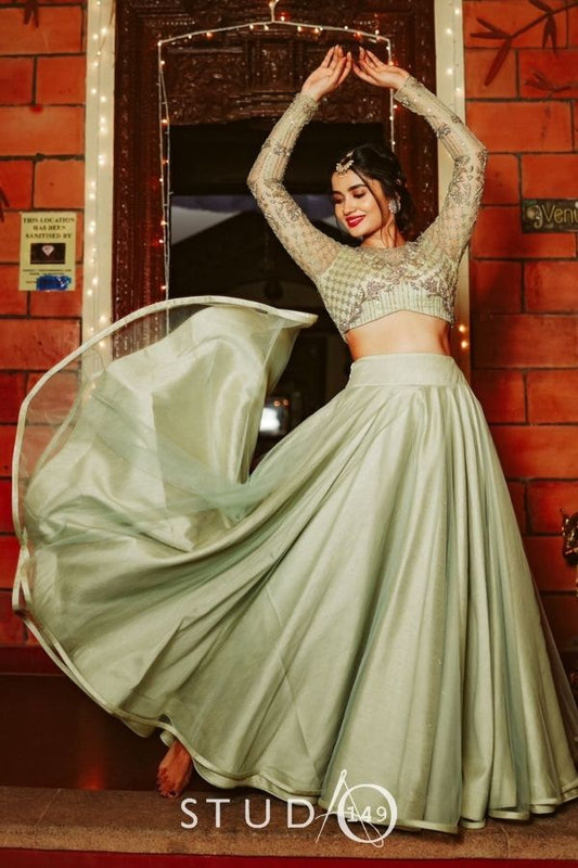 DESIGNER SANGEET OUTFIT IN MINT GREEN