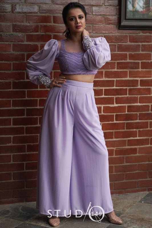 DESIGNER COCKTAIL OUTFIT IN LILAC