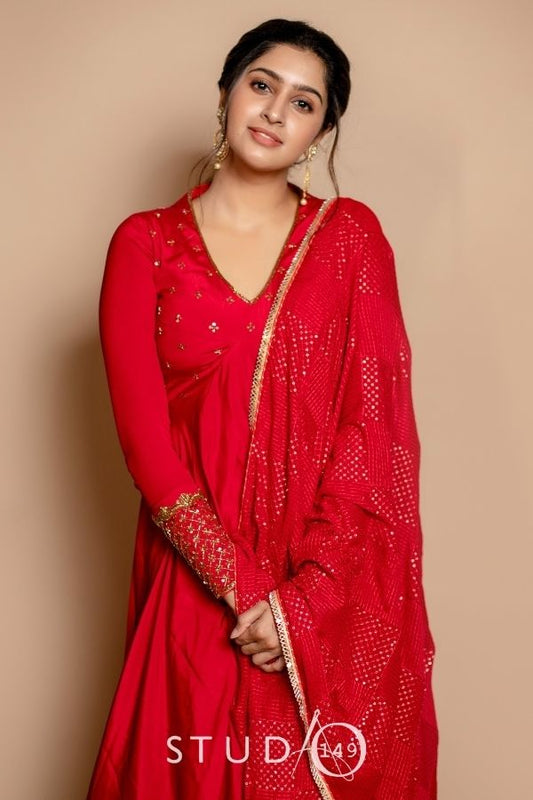 BRIDESMAID ANARKALI IN RED