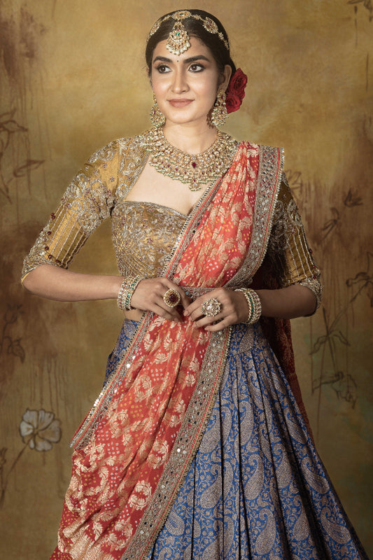 WEDDING LEHENGA IN COBALT BLUE