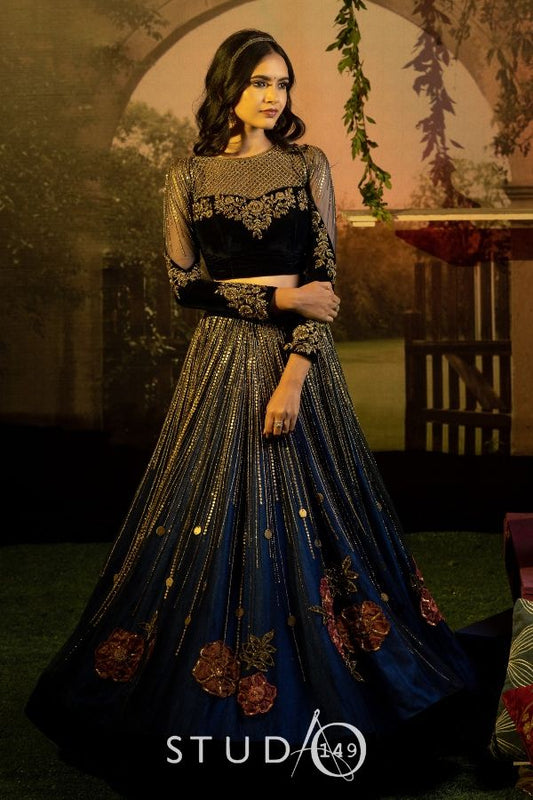 WEDDING BRIDAL LEHENGA IN BLUE