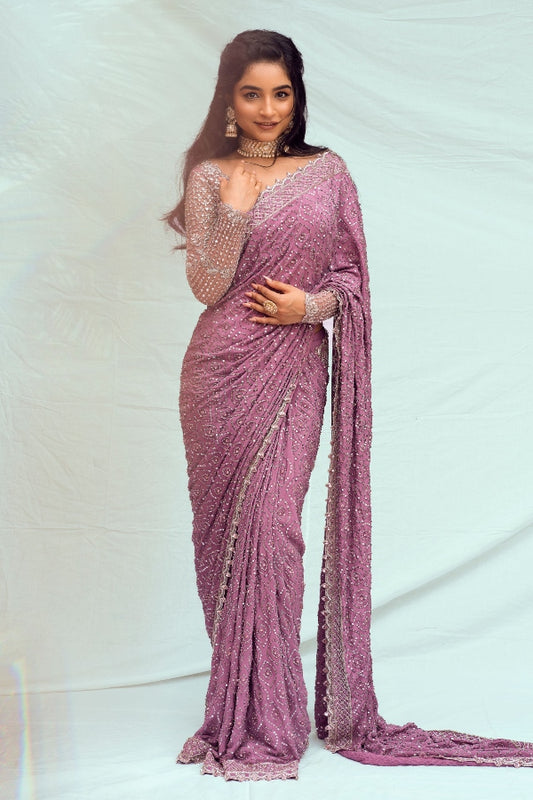 LILAC WEDDING RECEPTION SAREE