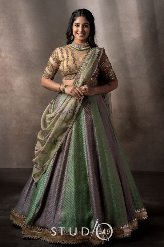 CONTEMPORARY DESIGNER BROCADE LEHENGA