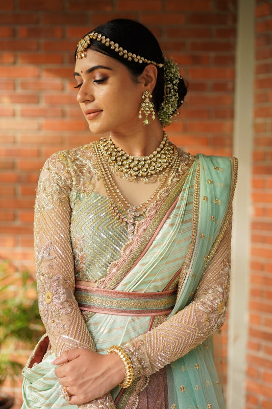 PLEATED WEDDING BANARES LEHENGA