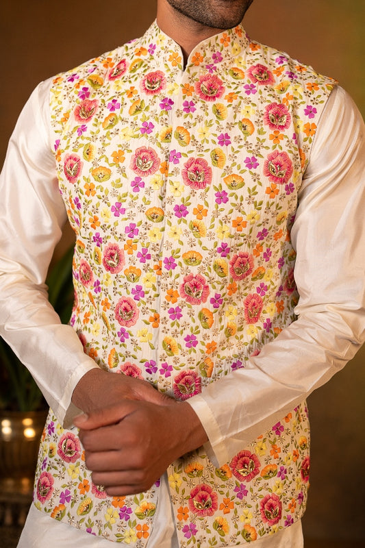 FLORAL EMBELLISHED DESIGNER BANDI KURTA SET