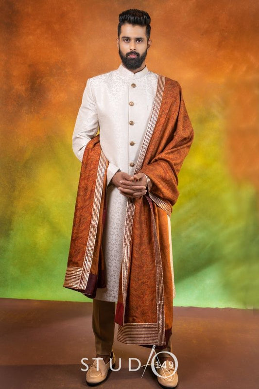 DESIGNER SHERWANI OUTFIT IN BEIGE