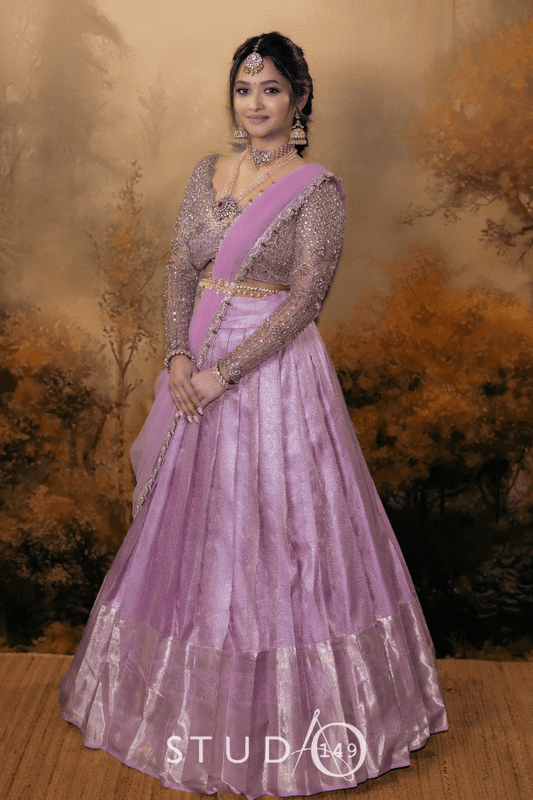 BRIDAL KANJEEVARAM HALF SAREE IN LILAC