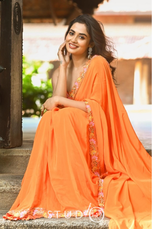 DESIGNER BRIDESMAID SAREE IN ORANGE