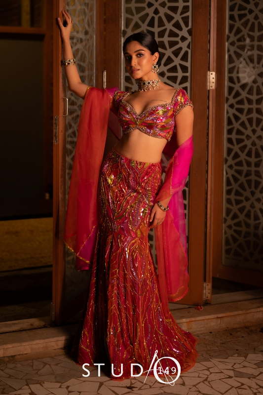 BRIDAL EMBROIDERED RECEPTION LEHENGA