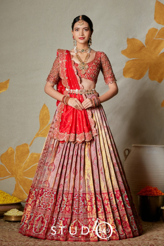 BRIDAL KANJEEVARAM HALF SAREE IN RED