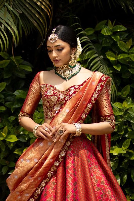 DESIGNER RED BRIDAL LEHENGA